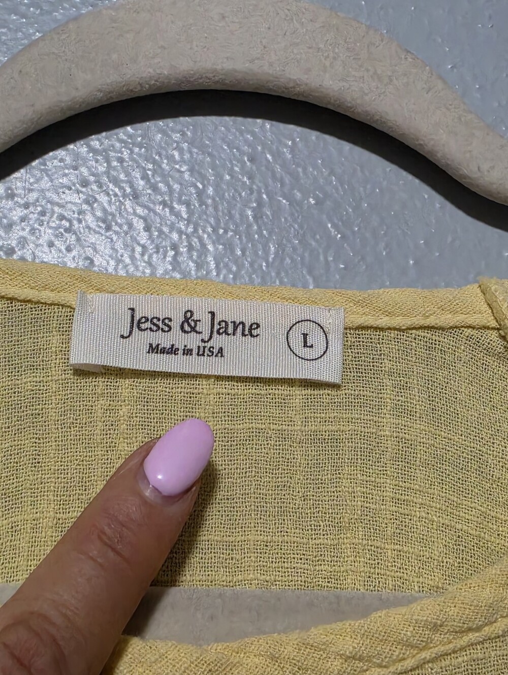 JESS & JANE Tunic Womens Size Large Yellow Floral Cotton Pocket Art Top Boho USA - Picture 6 of 8